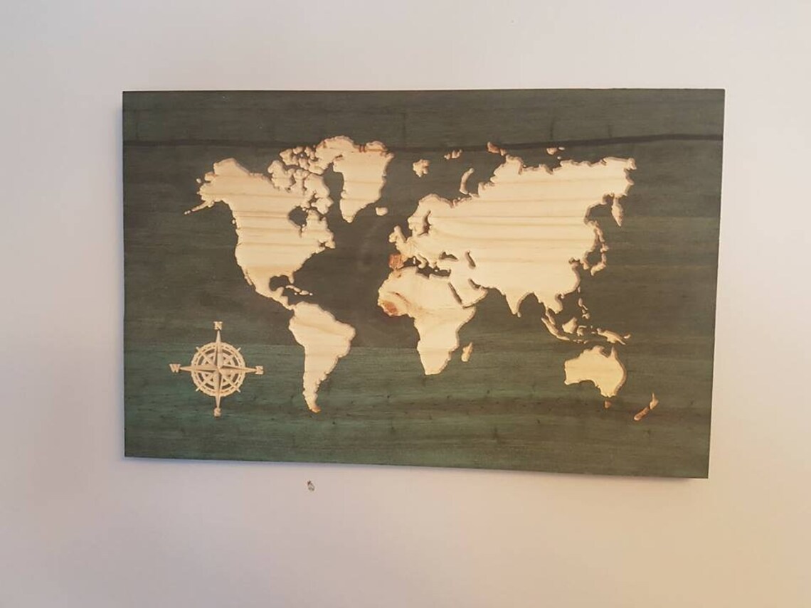 Carved Wooden Map Art Extra Large Map Home Decor Luxury Etsy Canada