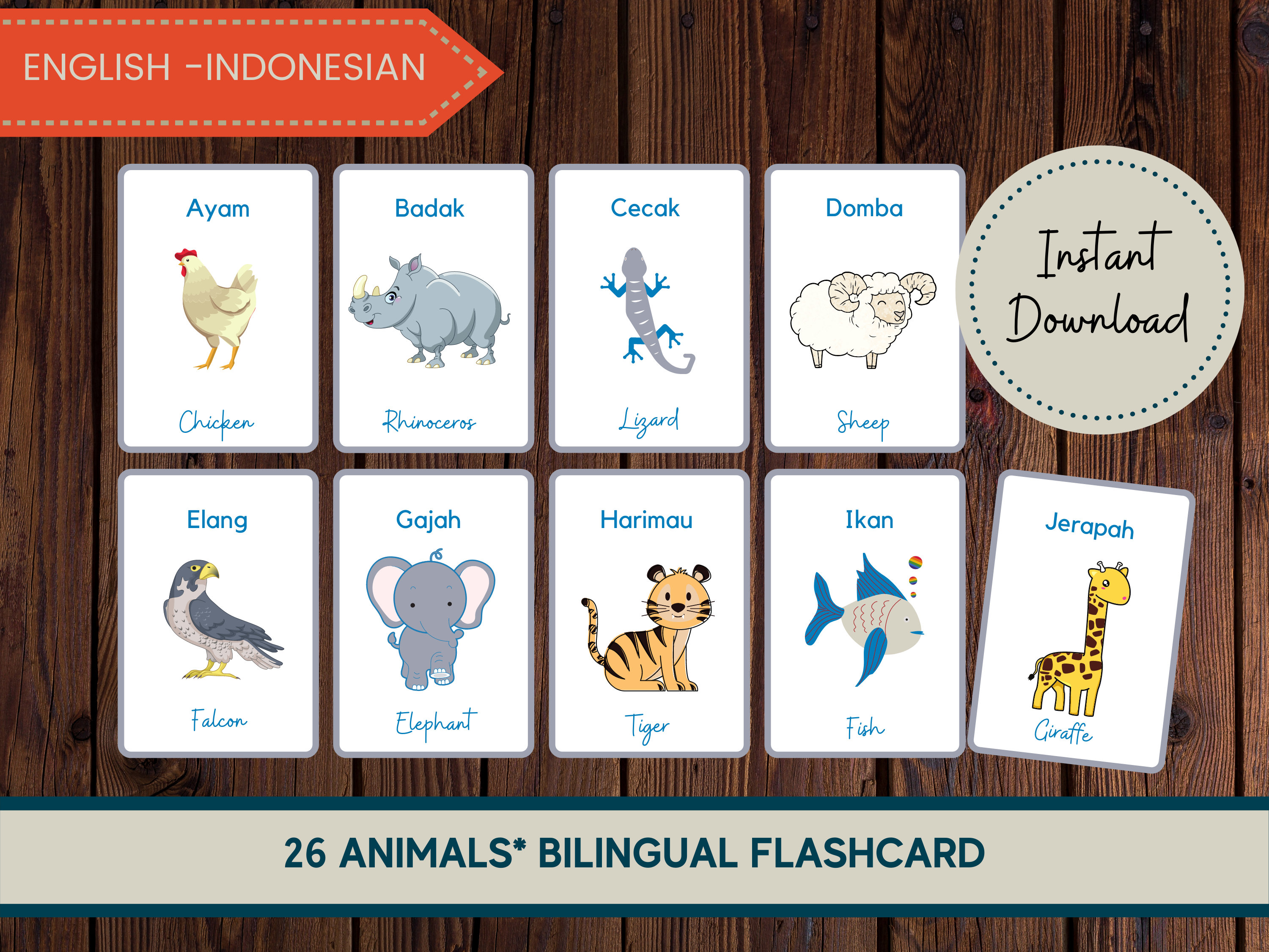 Indonesian Flashcards Indonesian Printable Learning - Etsy UK