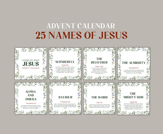 Name of Jesus Advent Calendar Printable Christmas Countdown - Etsy