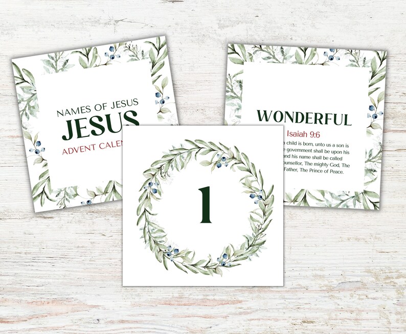 Name of Jesus Advent Calendar Printable Christmas Countdown - Etsy