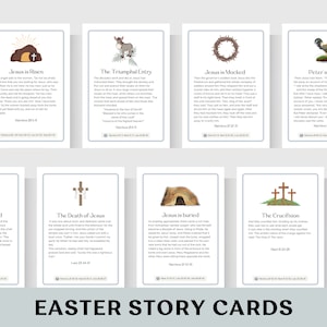 Printable Easter Scripture Cards, Holy Week Cards, Easter Countdown, Christian Easter, Easter Week Prints, Sunday School Cards, Easter Story