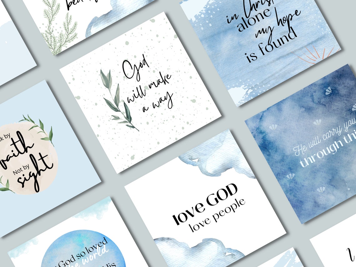 Bible Verse Instagram Template for Canva User, Blue Canva Template for ...
