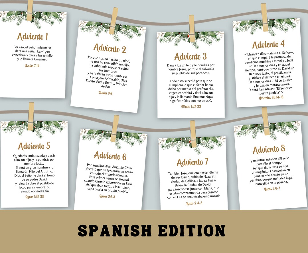 Spanish Scripture Advent Calendar, Christmas Countdown, Bible Verse ...