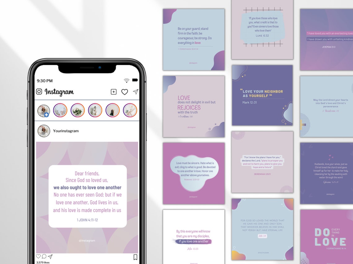 Christian Instagram Template, Canva Template for Church, Bible Verse ...
