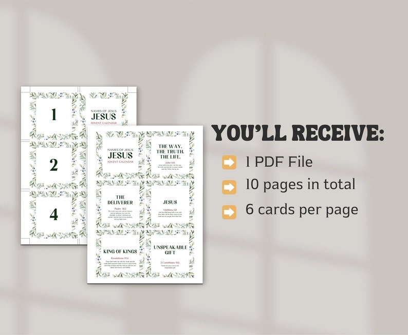 Name of Jesus Advent Calendar, Printable, Christmas Countdown, Bible ...