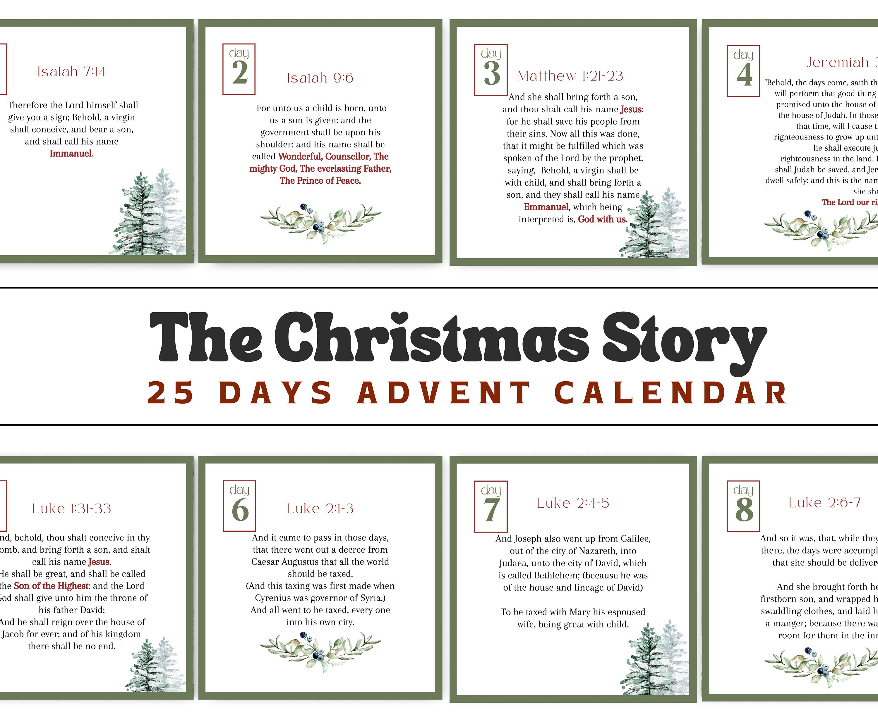 Advent Calendar, Printable Advent Story, Christmas Countdown, Bible