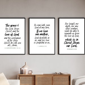 Set of 3 Scripture Wall Art, Bible Art Print, Church Wall Decor, Scripture Wall Art, Christian posters, Christian Art, Living Room Decor