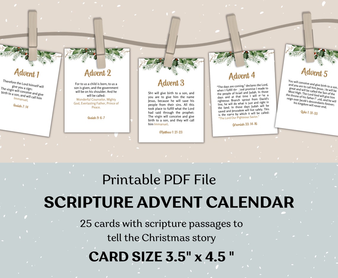 Scripture Advent Calendar for Printable Christmas Countdown - Etsy