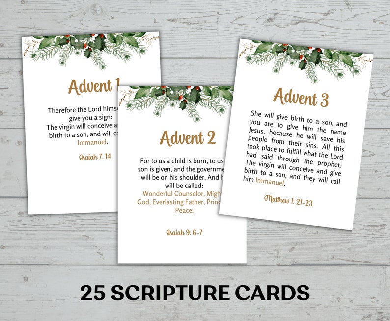 Scripture Advent Calendar for Printable, Christmas Countdown, Bible ...