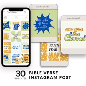 Bible Verse Instagram Template for Canva, Modern Social Media Template for Church, Christian and Faith IG Post, Template for Content Creator
