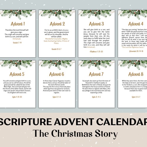 Scripture Advent Calendar for Printable Christmas Countdown Etsy