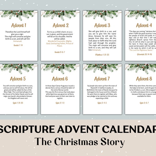 Scripture Advent Calendar for Printable Christmas Countdown Etsy