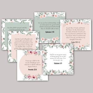 Schriftkarte für neue Mutter, Affirmationskarte nach der Geburt, 12 Bibelermutigungskarten, Florales druckbares christliches Geschenk, Bibelverskarte