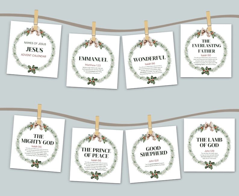 Name of Jesus Advent Calendar, Printable, Christmas Countdown, Bible ...