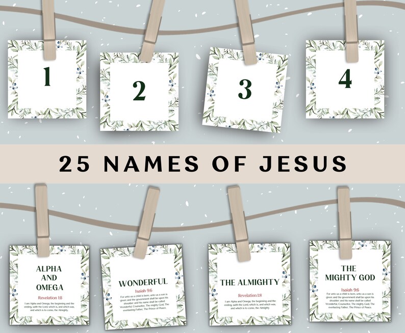 Name of Jesus Advent Calendar Printable Christmas Countdown Etsy