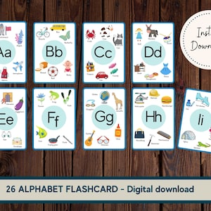 26 Alphabet Flashcards, ABC Flash Cards, Educational Cards for Kids, Alphabet Flashcard Printables, A-Z Cards, Alphabet Letter Cards Digital