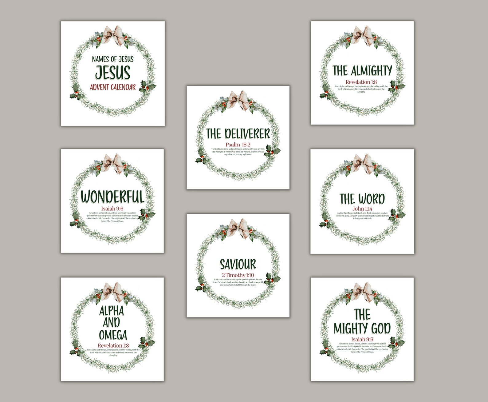 Name of Jesus Advent Calendar Printable Christmas Countdown | Etsy