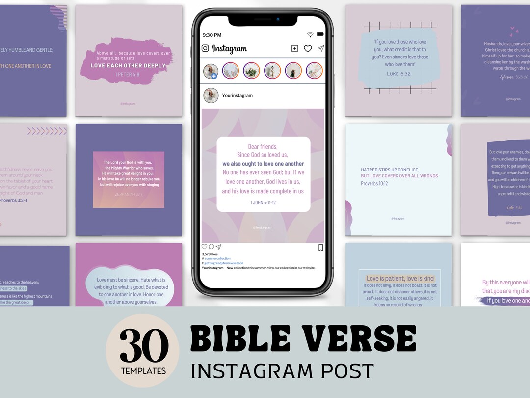 Christian Instagram Template, Canva Template for Church, Bible Verse ...