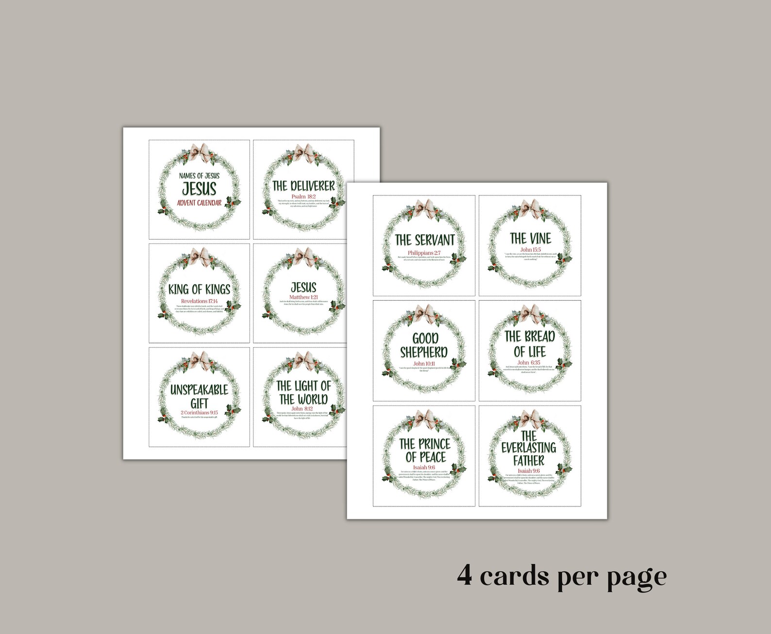 Name of Jesus Advent Calendar Printable Christmas Countdown | Etsy