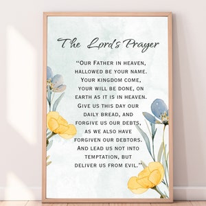 The Lord&#39;s Prayer, Bible Art Print, Church Wall Decor, Scripture Wall Art, Christian posters, Christian Art, Living Room Christian Deco