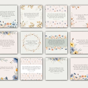 Druckbare Schriftkarte für Frauen, Set mit 52 Schriftkarten auswendig, Gebetskarten, christliche Ermutigungskarten mit Bibelvers