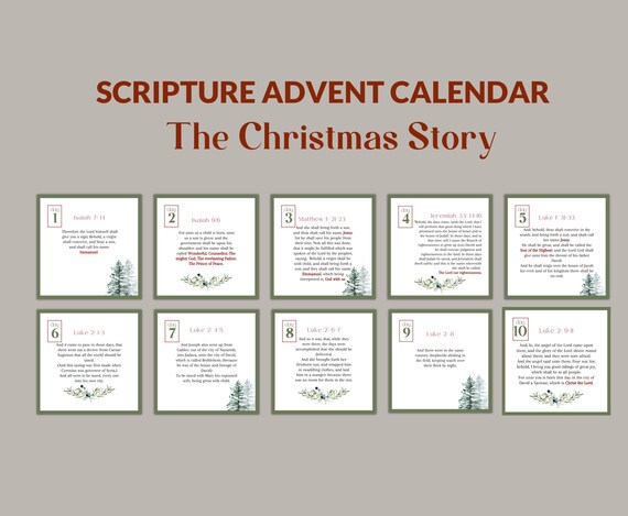 Advent Bible Verse Christmas Story Countdown Printable Advent Calendar Printable Advent Story Christmas Countdown - Etsy