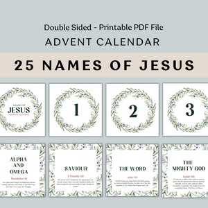Name of Jesus Advent Calendar Printable Christmas Countdown - Etsy