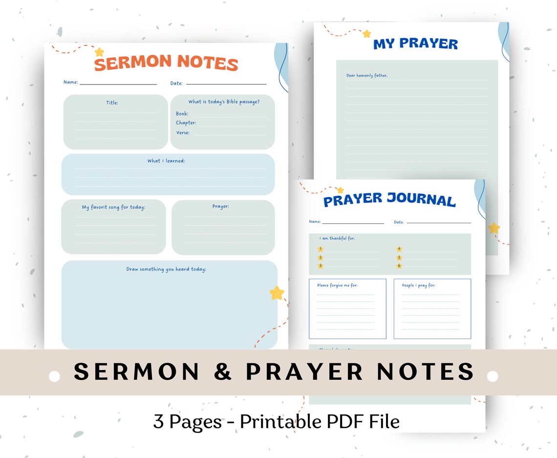 Printable Sermon Notes, Church Notes, Sermon Summary Notes, Christian ...