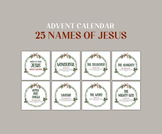 Name of Jesus Advent Calendar Printable Christmas Countdown - Etsy