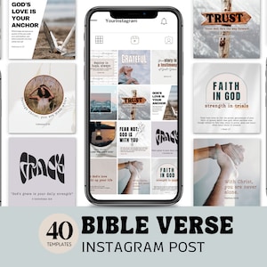 40 Canva Instagram Post, Bible Scripture Quote, Christian Bible Verse Instagram Post, Church Social Media Template, Ready to Post Template