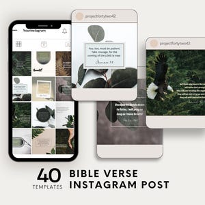 40 Canva Instagram Post, Bible Scripture Quote, Christian Bible Verse Instagram Post, Church Social Media Template, Ready to Post Template
