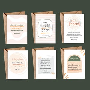 Juego de 6 tarjetas de Pascua, tarjeta religiosa imprimible con las Escrituras, paquete de tarjetas de felicitación de Pascua con versículo bíblico, tarjeta cristiana