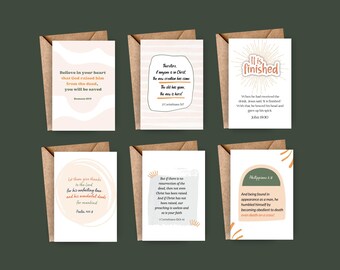 Conjunto de 6 cartões de Páscoa, Cartão de Páscoa religioso para impressão com escritura, Pacote de cartões de Páscoa com versículo da Bíblia, Cartão de nota cristão