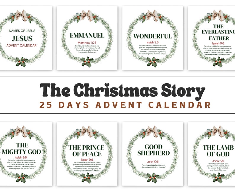 Name of Jesus Advent Calendar, Printable, Christmas Countdown, Bible
