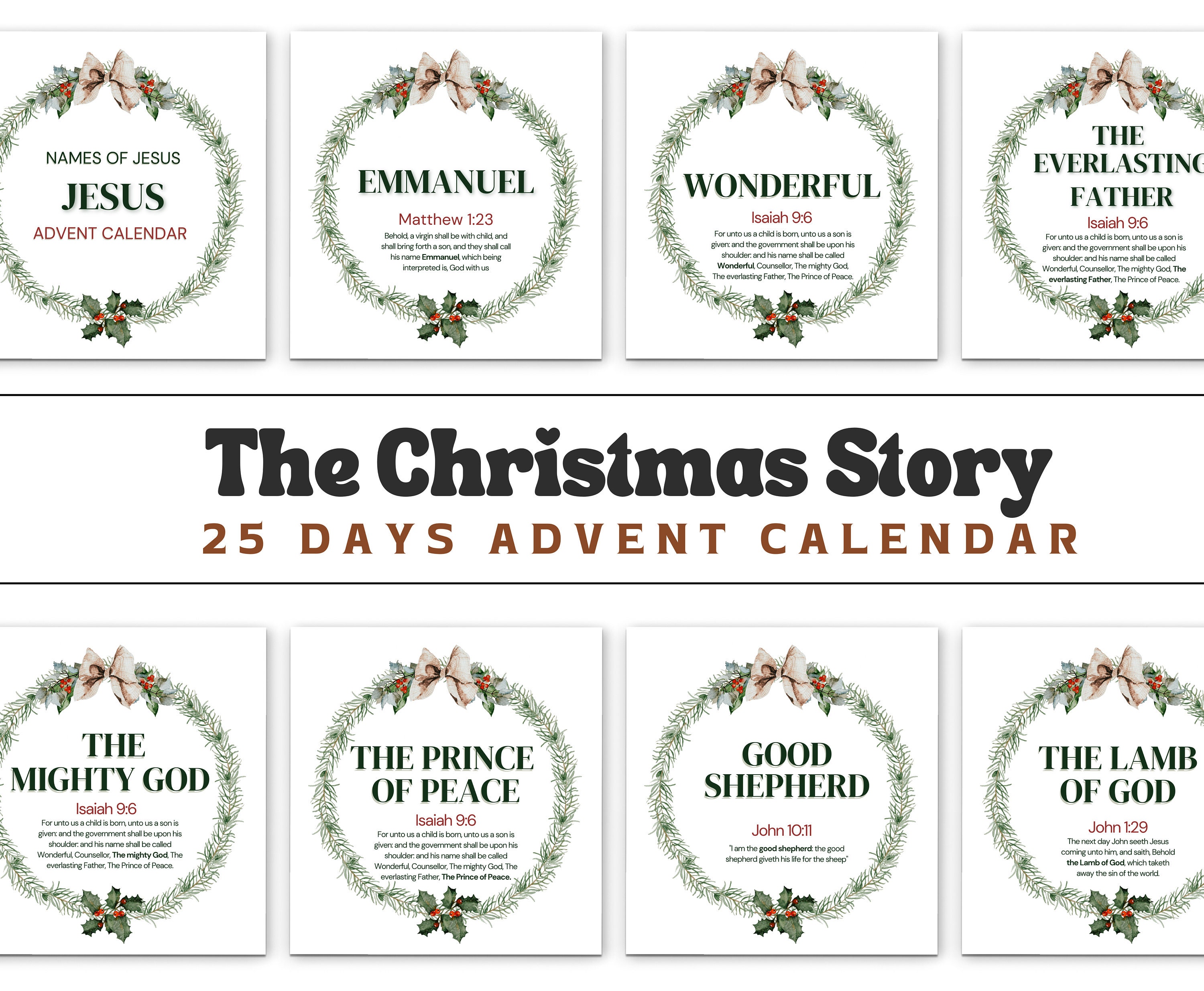 Name of Jesus Advent Calendar, Printable, Christmas Countdown, Bible ...