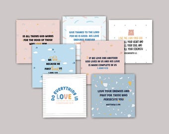 Love Bible Verse Cards for Kids, Christian Encouragement, Scripture Memorization Cards (Digital Download)