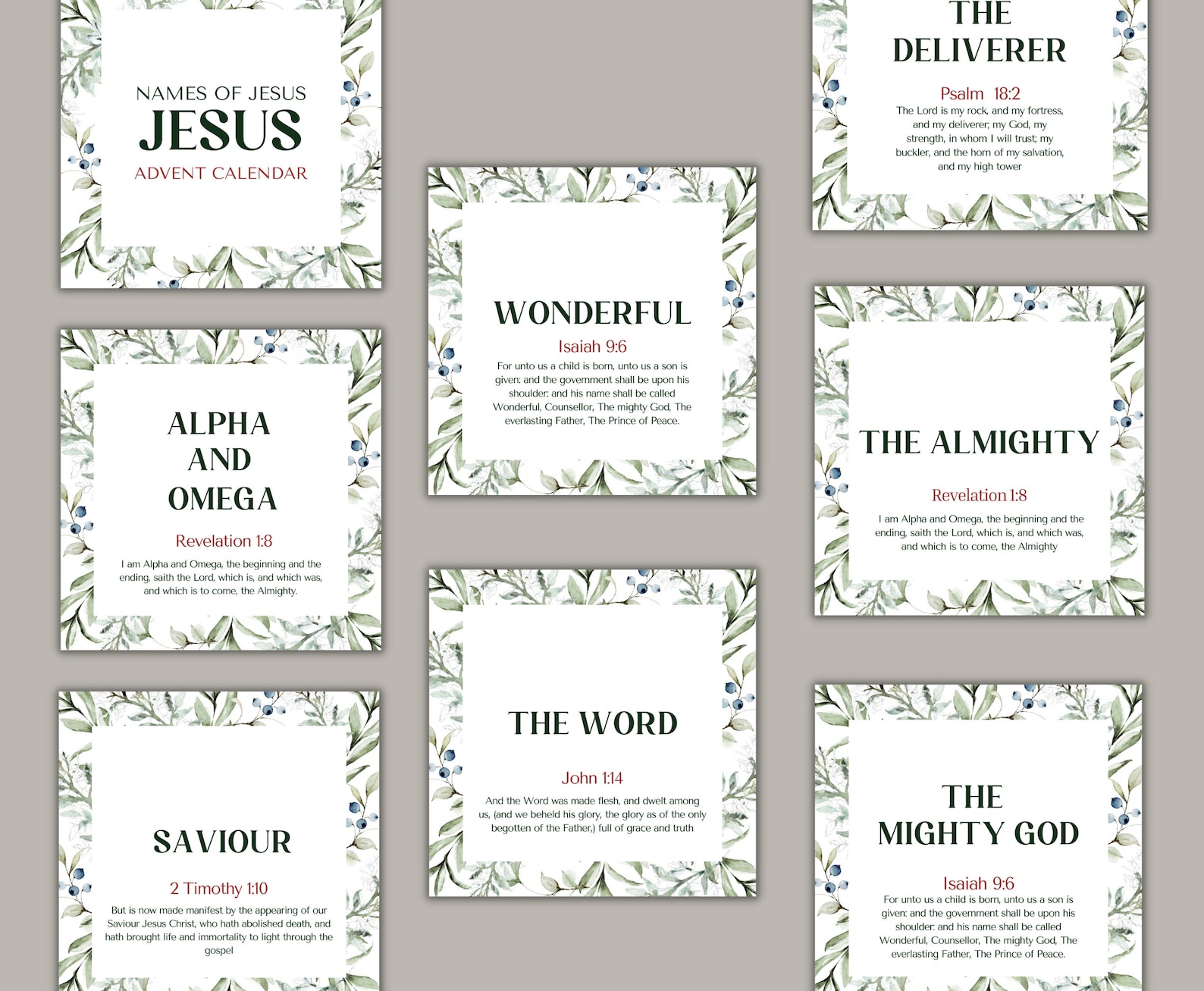 Name of Jesus Advent Calendar Printable Christmas Countdown - Etsy