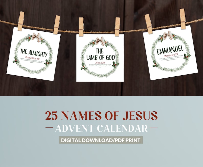 Name of Jesus Advent Calendar Printable Christmas Countdown Etsy