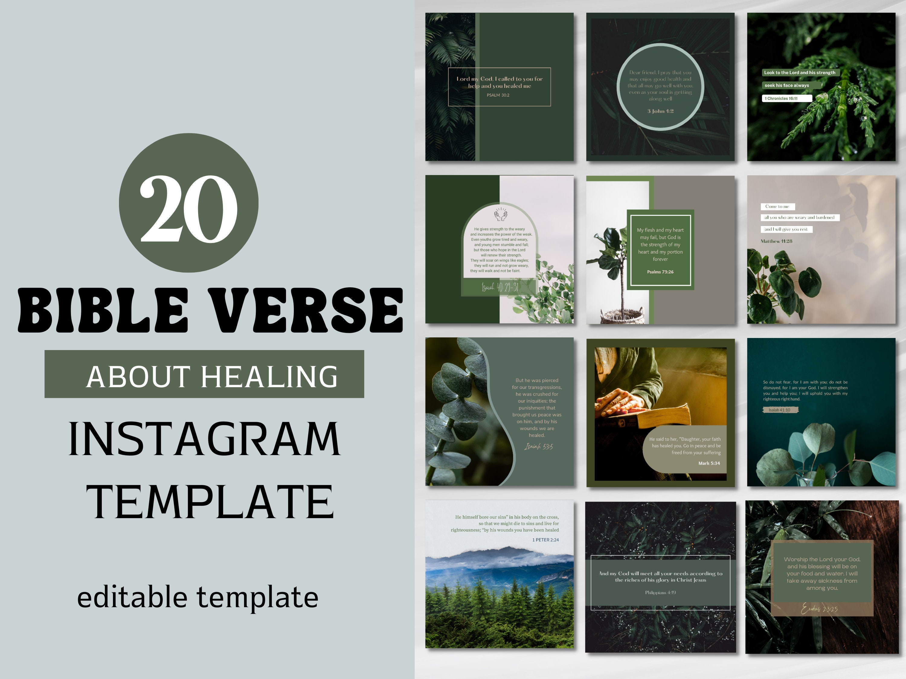 20 Bible Verse Instagram Canva Template, Christian Instagram Template ...