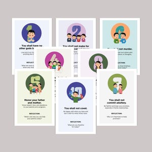 Ten Commandments Flashcard for kids, Printable Kids Bible Study Cards, Christian Homeschool and Sunday School Craft, Exodus Lesson Card