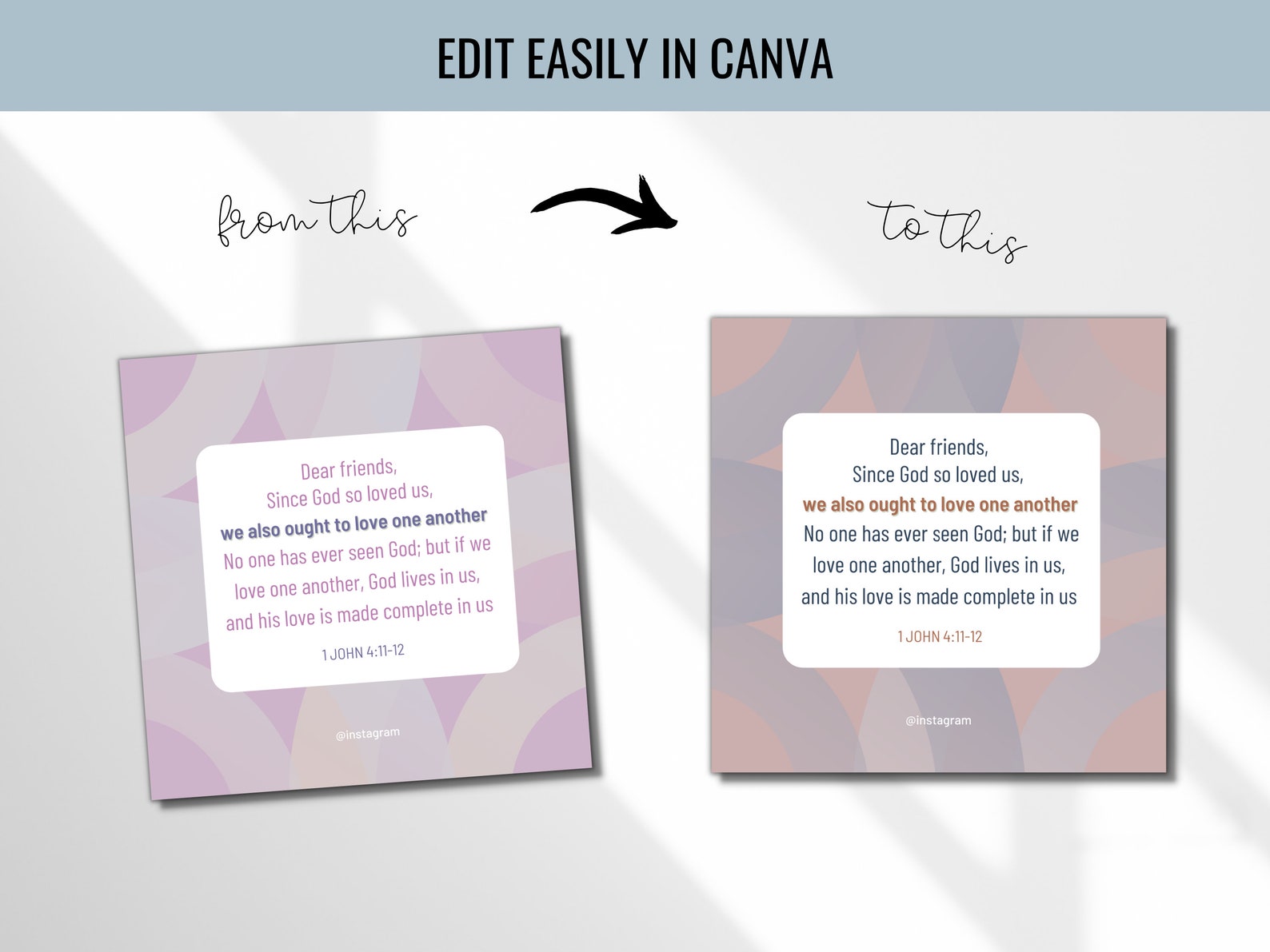 Christian Instagram Template, Canva Template for Church, Bible Verse ...