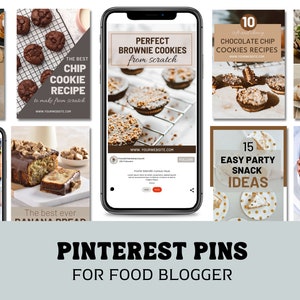 Plantillas de pin de Pinterest de blogger de comida, marketing en redes sociales, plantilla de blogger de Canva, plantillas gráficas de Pinterest personalizables, pin de blog