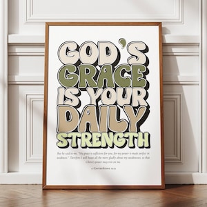 God&#39;s Grace Poster Wall, Modern Style Christian Wall Art, Minimalist Church Art Print, Christian Scripture Digital, Prayer Room Wall Art