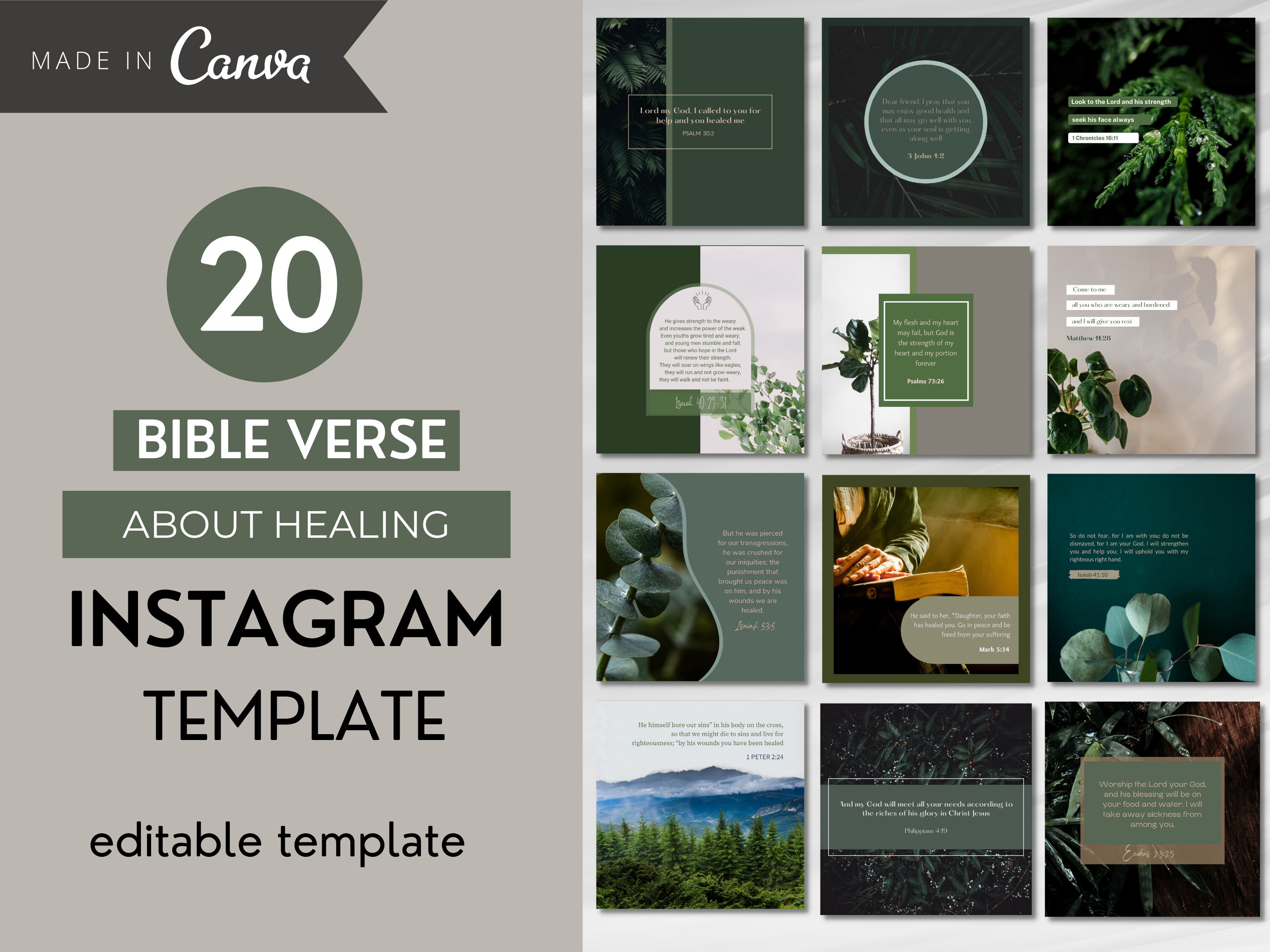 20 Bible Verse Instagram Canva Template Christian Instagram | Etsy