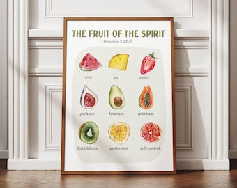 Fruit of the Spirit Watercolor Print: Christian Scripture Art (Digital Download)