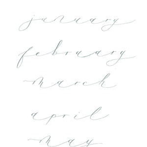 Months of the Year in Calligraphy, Digital Word Art, Hand Lettering ...
