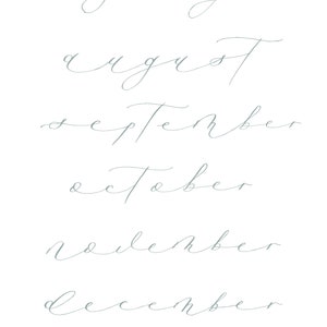 Months of the Year in Calligraphy, Digital Word Art, Hand Lettering ...