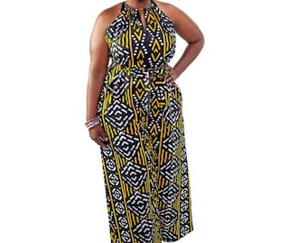 Women Black White & Yellow Jumpsuit | Black White Yellow | Jumpsuit | African Inspired | Cloth and Cord