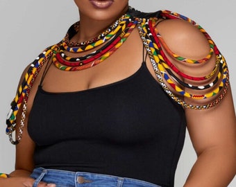 Women’s Off the Shoulder Corded Top Necklace | African Necklace | Colorful | Necklace | Ladies African Necklace