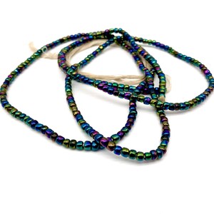 Indigo | Blue Green Purple | Chrome Waist Bead for Women | Waist Beads | Large Seed Beads | Afrocentric | Cloth & Cord
